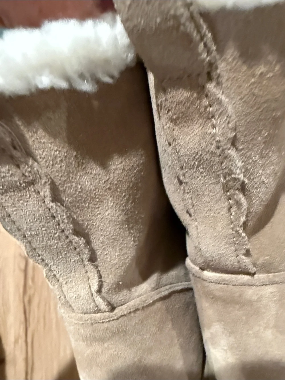 kate spade Tan Faux-Suede Faux-Shearling Mid-Calf Boots